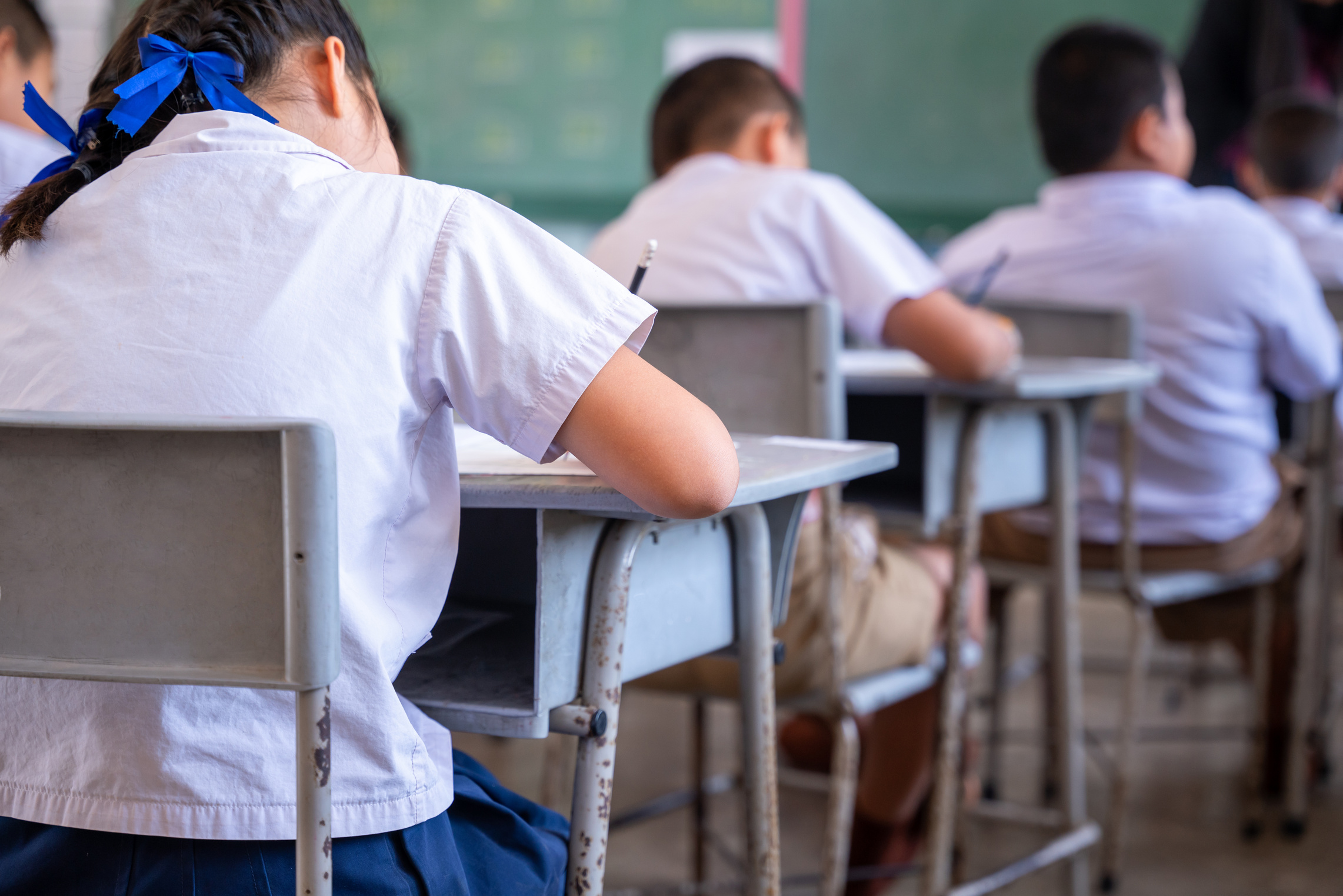 Education evaluation concept, Close up of students in the cl